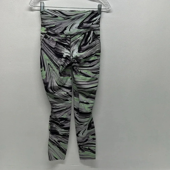 Lululemon Base Pace High Rise Tight Leggings Pants 25" Green Striped Size 6 - Picture 6 of 11